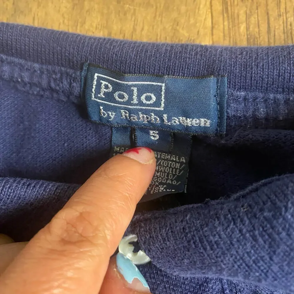 Polo Ralph Lauren blue green yellow large pony short‎ sleeve polo shirt SIZE 5